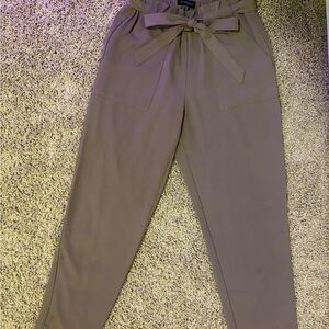 Women's Taupe Pants with Bow Detail
